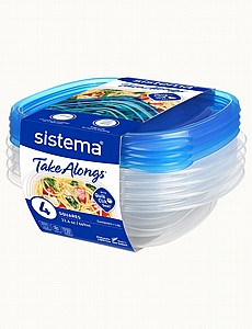 מארז 4 אחסוניות מרובעות 669 מ"ל SISTEMA מארז 4 אחסוניות מרובעות 669 מ"ל SISTEMA